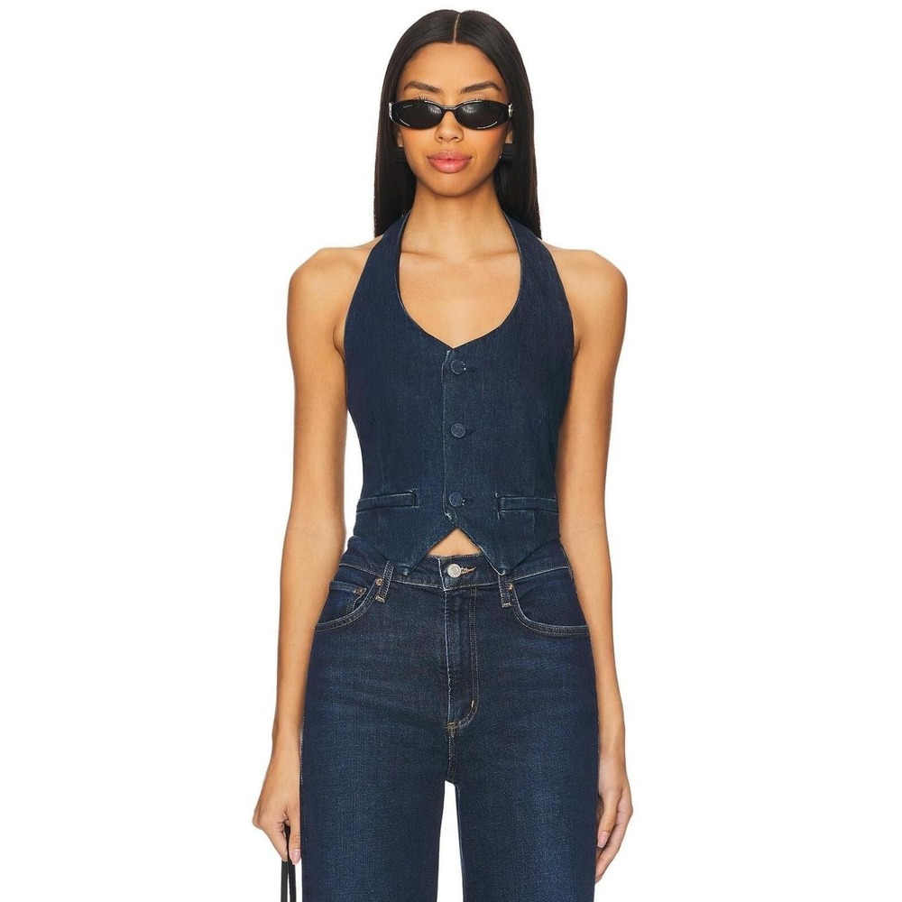 Good American NWT Denim Halter Vest‎ - Size 1/S - MSRP $149